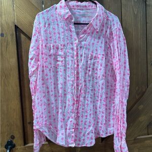 Pink Floral Button-Up Shirt